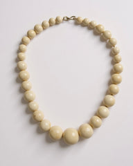 Antique ivory Bead Necklace – Polished Natural Material, Early 20th Century
