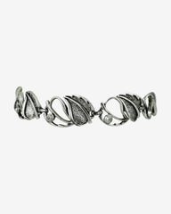 c.1960, Sarah Coventry Modernist Leaf Bracelet – Silver Tone