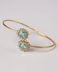 Luminous Apatite & Sterling Silver Bangle – Elegant Plated Gemstone Bracelet