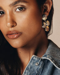 c.1960, Spiral Drop Dangle Gold & Rhodium-Plated Clip-On Earrings