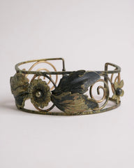 Vintage KREMENTZ Leaf Filigree Bangle Bracelet Oval Cuff | Classic Mid-Century Elegance