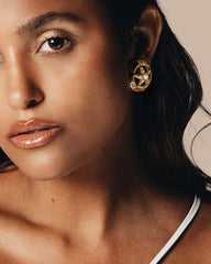 Vintag Starfish Clip-On Earrings – Rhinestone & Faux Pearl – French Designer