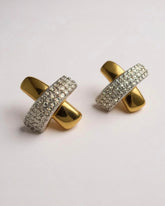 Vintage 80s Swarovski Jeweler’s Collection Crystal ‘X’ Stud Earrings | Signed Swan Logo