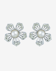 c.1970 Sarah Coventry Signed Pearl Flower Clip-On Earrings