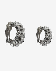 c.1980, Chunky Irregular Hoop Rhodium-Plated Clip-On Earrings