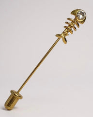 Vintage Fishbone Stickpin with Rhinestone Eye – Whimsical Mid-Century