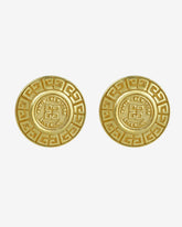 c.1980, GIVENCHY Paris- New York Round Logo Earrings – Timeless Statement