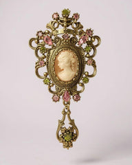Vintage Sarah Coventry— Victorian Elegance" Cameo Brooch with Jewel Accents