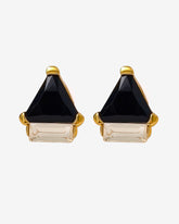 Vintage French Noir & Blanc Studs – Sculptural Elegance in Triple Gold Plating