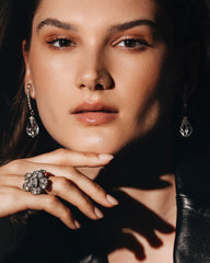 C.1970, Platinum-Plated Clear Crystal Earrings – Elegant Sparkle