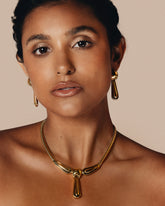 c.1960 Fabulous French Designer D’Orlan Necklace & Clip-On Earrings – Greek Design Set