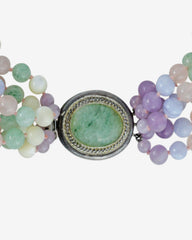 Vintage Amethyst, Rose Quartz, Blue Lace Agate & Fluorite Bead Strands Necklace.