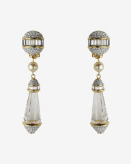 Rare Large Vintage Swarovski Prism Drop Clip Earrings – Accented with Faux Pearls.