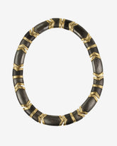 c.1980, Hematite Gem and Gold-Plated Linked Collar – A Bold Statement of Elegance