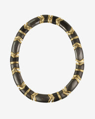 c.1980, Hematite Gem and Gold-Plated Linked Collar – A Bold Statement of Elegance