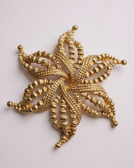 Large Vintage Monet Gold Tone Starfish Flower Brooch - Textured & Domed Estate Pin