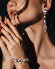 Rare Large Vintage Swarovski Prism Drop Clip Earrings – Accented with Faux Pearls.