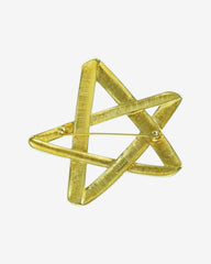 c.1970, Statement Vintage Modernist Large Offset Star Brooch – Shiny Gold-Plated, Unisex
