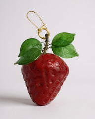 Italian Murano Glass strawberry dangling earrings -Handmade Artisan Fruit Jewelry