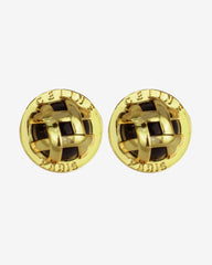 c.1990, CELINE Basket Logo Stud Earrings – 80s-90s Dallas Collection Style