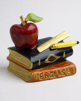 Vintage Craft Education Brooch – Apple, Ruler, Pencil & Books ‘Cool’ Pin, Unisex