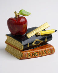 Vintage Craft Education Brooch – Apple, Ruler, Pencil & Books ‘Cool’ Pin, Unisex
