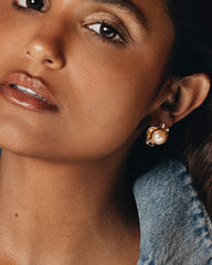 Classic French Vintage Earrings – 1980s Gold-Plated with Creamy Pearl