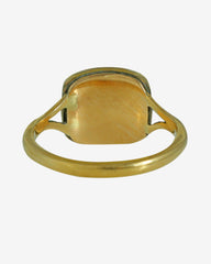 Rare Antique Georgian 14K Gold Mourning Ring - Turquoise & Woven Hair