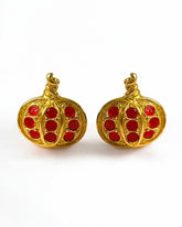 Vintage Avon Pumpkin Earrings – Red Rhinestones