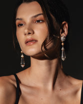 Rare Large Vintage Swarovski Prism Drop Clip Earrings – Accented with Faux Pearls.