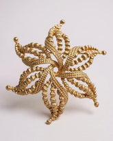 Large Vintage Monet Gold Tone Starfish Flower Brooch - Textured & Domed Estate Pin