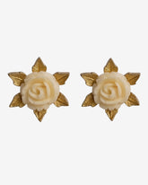 Vintage Hand-Carved Lucite Floral Stud Earrings – 1980s Gold-Plated.