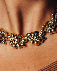 Golden Bloom Sculptural Necklace – French Designer, High-End Gold Plating