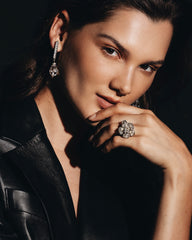 C.1970, Platinum-Plated Clear Crystal Earrings – Elegant Sparkle