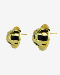 c.1990, CELINE Basket Logo Stud Earrings – 80s-90s Dallas Collection Style