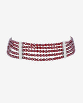 c.1980, A Christian Dior Masterpiece Adorned with Burgundy Crystal Beads, Embodying Timeless Elegance. Crafted in Germany