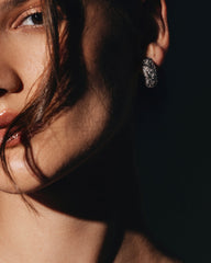 Victorian-Style Filigree Hoop Earrings with Crystals – Platinum Plated, French Clip