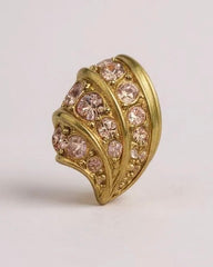 Exquisite Vintage Made in England Rose Pink Crystal & Gold Toned Clip-On Earrings