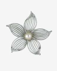 c.1960, Sarah Coventry Moon Flower Pearl Brooch – Unisex