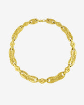 c.1980, Vintage Floral Linked Necklace – Triple 22K Gold-Plated Elegance