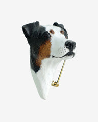 Vintage Appenzeller Sennenhund Pin Brooch Dog 3D Painted Handcrafted R Signed Unisex