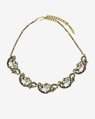 RARE 1950s JEWELCRAFT by Coro Vintage Necklace | Faux Baroque Pearls & Multicolor Rhinestones | Signed Statement Piece