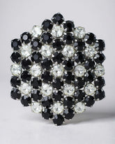 Vintage B. David Black & Clear Rhinestone Brooch – Timeless Contrast