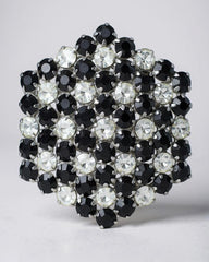 Vintage B. David Black & Clear Rhinestone Brooch – Timeless Contrast