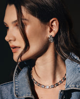 c.1970, Sarah Coventry Geometric Round Disk Link Choker Necklace, Unisex