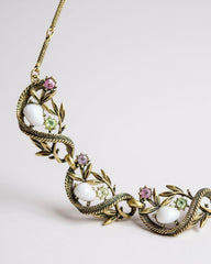 RARE 1950s JEWELCRAFT by Coro Vintage Necklace | Faux Baroque Pearls & Multicolor Rhinestones | Signed Statement Piece