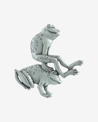Delightful Vintage Signed JJ Pewter-Style Leapfrog Brooch