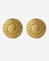 c.1980, Golden Dome Clip-On Earrings – Twisted Frame Design