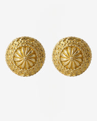 c.1980, Golden Dome Clip-On Earrings – Twisted Frame Design