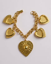 Vintage Heart Charms Bracelet – Oversized Chunky Gold-Plated Chain with Bold Heart Pendants